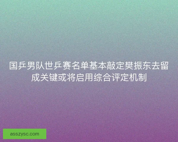 国乒男队世乒赛名单基本敲定樊振东去留成关键或将启用综合评定机制